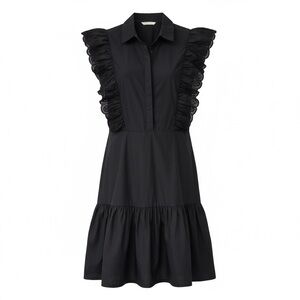 a loves a Black Embroidered Flutter Sleeve Tiered Mini Dress